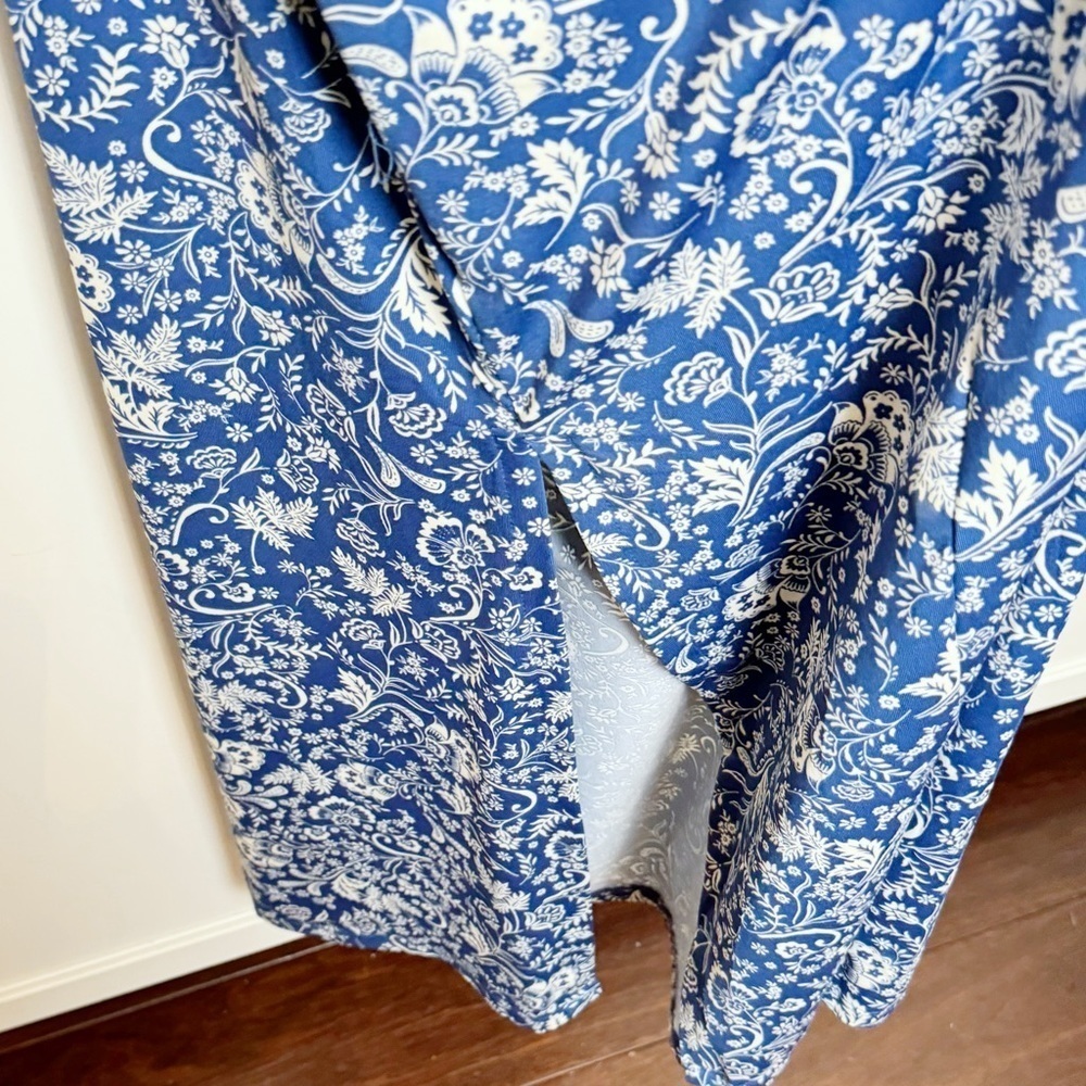 Cabana Life Aspen Puff Sleeve Blue Maxi Dress Sz Large Smocked Top Travel - Picture 15 of 16